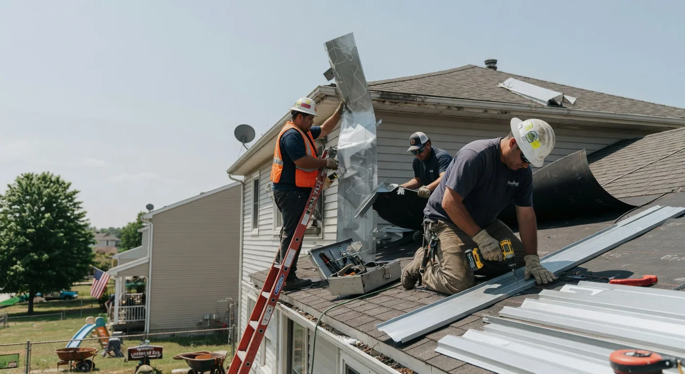 Storm Damage Metal Roof Repair in South Lee, MA